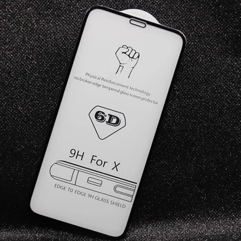 100 kozarcev DHL 6D Polno Kritje Kaljeno Steklo Za iPhone XS MAX XR Screen Protector Zaščitno Steklo 9H Ukrivljen Rob Za iPhone 6 7 8