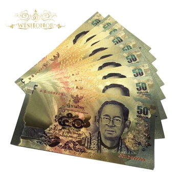 10pcs/veliko Tajska Zlato bankovec za 50 Baht Bankovci v 24k Gold Dvojni Stranski Tiskanje, Papir Bankovcev Denarja Za Zbiranje