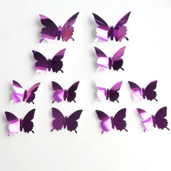 12 3D stereo ogledalo metulji Poroko počitniških domov dekoracijo stenske nalepke