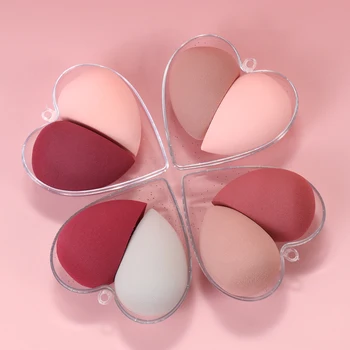 2 nove multi-color v obliki srca lepoto ličila jajca, suho in mokro fine temelj puff ličila goba mini kozmetični napihniti