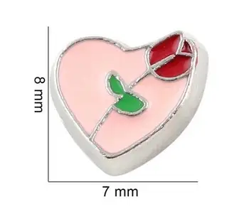 (20 , 50)KOS/veliko Srce Rose Cvet Plavajoče Locket Čare, Primerni Za Magnetni Pomnilnik Locket Modni Obesek Jewelrys