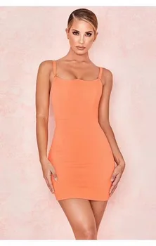 2019 Nove Ženske elegance črno oranžna Poševnica vratu Špageti Trak obleko Vestidos Slaven Večer Stranka Bodycon Povoj Obleke