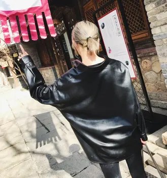2019 Padec PU usnje, usnjeni Suknjič Motocycle Moda korejski Harajuku Punk Rock Kul Yuppie Coats