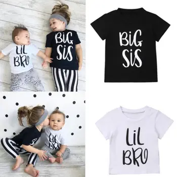 2019 poletje Baby Boy, Dekleta, Otroci Poletje T-shirt Velika Sestra in Mali Bratec, Družino Ujemanje Obleko Ujemanje Oblačila Družino Videz