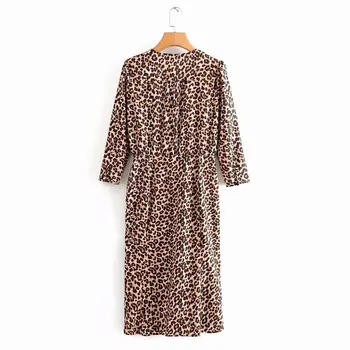 2020 poletje novo leopard tiskanja naguban vrvico dress vintage božič korejski zaraing 2020 ženske sheining žensko obleko DJ9233