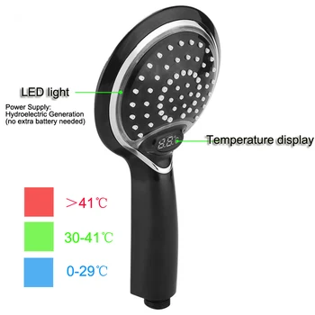3 Barve, LED, Dež Tuš Glavo Prikaz Temperature Kopalnica Chuveiro za Varčevanje z Vodo Termostat ABS Plastika Visokega Tlaka, Duschkopf