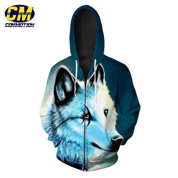 3D volk zadrgo hooded majica nož white wolf natisniti moda jopico suknjič ulične Dropshipping na Debelo in EU Velikost