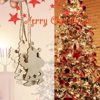 3pcs Lesene Vesel Božič Obesek DIY Božič Visi Drevo Ornament Otroci Darilo Navidad 2019 Božično Dekoracijo za Dom