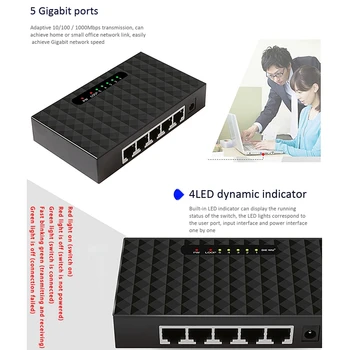 5 Port Gigabit Stikalo Omrežje Ethernet Stikalo Smart Vlan Omrežja Lan Stikalo Hub Poln ali Pol Obojestransko Izmenjavo