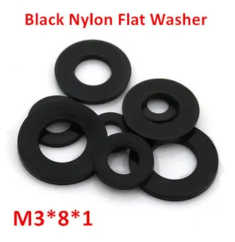 500pcs M3*8*1 Black Nylon Flat Washer DIN125 Plastic Ring Gasket