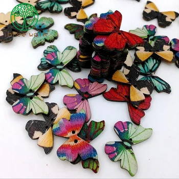 50pcs čudovite lesene gumb kroglice butterfly nakit ugotovitve