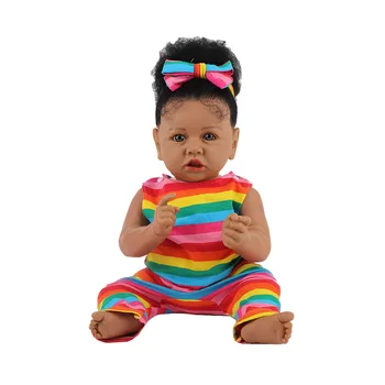 58 cm Realne Baby Dekle Lutka Prerojeni Afriške Prerojeni Celotno Telo, Silikonski Bebe Lutka Črni Afriški Lepe Kodraste Črne Otroška Igrača Darilo