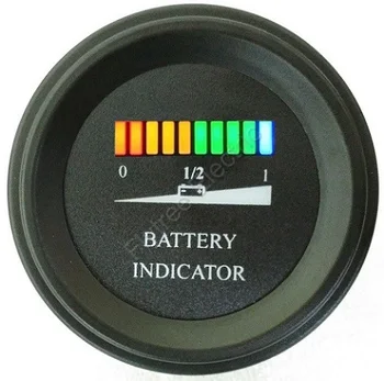 60V Okrogla merilnika za baterijo 10 Bar LED Digitalni Praznjenje Baterije Indikator meter za LSV NSV vozički za golf
