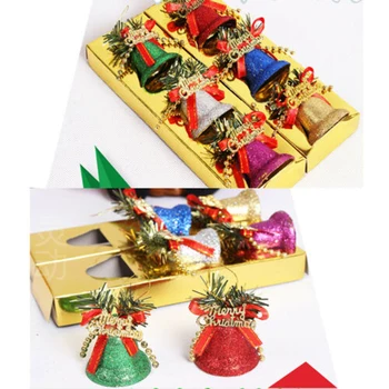 6pcs Božični Zvonovi Komplet za Božično Drevo, Viseče Pisano Bleščečo Okras Božič Dekor SDF-LADJA