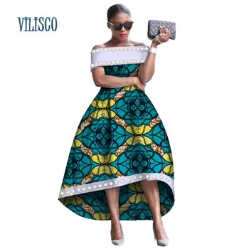 Afriške Bazin Riche Obleke za Ženske Stranka Kroglice Imitacije Biserov Dolgo Obleko Vestidos Plus Velikost Afriške Ženske Oblačila WY2589