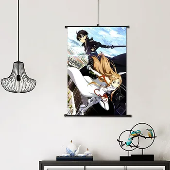 Anime Sword Art Online SAO Številke Kirito Yuuki Asuna Spalnica Študija Steni Visi Plakat Doma Decro 20x30cm