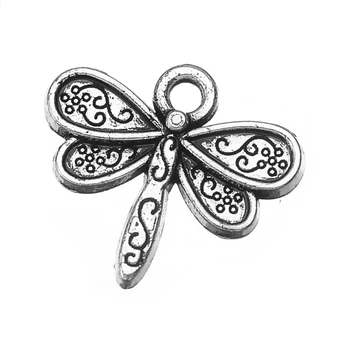 Antique Silver Cvetlični Vzorec, Dragonfly Ogrlico, Obesek Čare, Nakit, Dodatki Za DIY Ročno Keychains,Zapestnice, zaradi Česar
