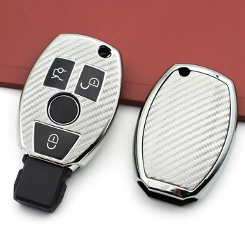 Avto Ključ Primeru Fob za Benz a B C E S G M V Cl GLK CLA GLE W204 Mehko Ogljikovih Vlaken Tipko Primeru Zajema Dodatki