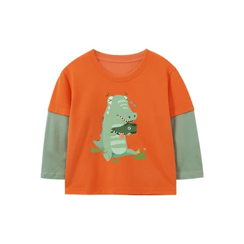 Baby Boy T-shirt 2020 Jeseni Novo Otrok Dolgo sleeved Čistega Bombaža Outwear Malo Fantje, Otroci Mozaik Dolg Rokav Natisnjeni Tee
