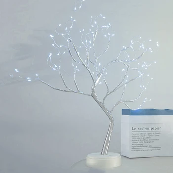 Bakrene Žice Garland Vila Lučka za Božič Festival Darila Dom Dekoracijo 108 LED Dotik Night Light Mini Božično Drevo Nova