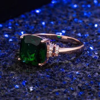 BaliJelry Klasičnih 925 Srebrni Prstani, Nakit, Pribor Smaragdno Cirkon Gemstone Rose Gold Barvi Ring za Ženske, Poroke, Posla