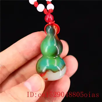 Barva Jade Gourd Obesek Daril Čar Nakit Amulet Naravnih Jadeit Vklesan Ogrlica Moda Kitajski