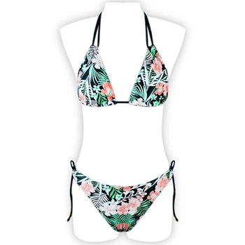 Bikini Komplet 2021 Nove Seksi Mikro Bikini Kopalke Ženske Kopalke Povoj Plažo Cvjetnim Tiskanja Kopalne Obleke, Dvodelni Set Poletje