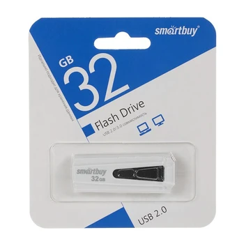 Bliskovni pogon Smartbuy ŽELEZO Belo / Črna, 32 GB, USB2.0, preberite do 25 Mb / s, shranjevanje do 15 Mb / s, belo-črno 4309249