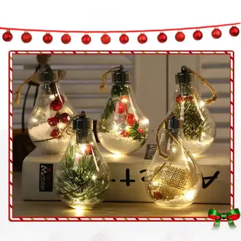 Božič Pregleden LED Žarnice Žogo Oblike Obesek Božič Visi Drevo Ornament KRALJESTVU Visi Drevo Ornament