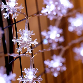 Božično Drevo Luči LED Snežinka 10 m 20 LED 20 ft 40 LED Pravljice Luči Niz Luči Baterija Upravlja Svjetlucati Razsvetljavo D30