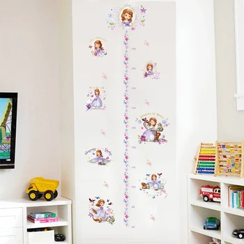 Disney Princesa Višina Ukrep Stenske Nalepke Za Vrtec Otroci Soba Dekoracijo Zidana Doma Dekor Rast Grafikon Wall Art PVC Nalepke