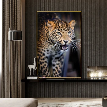 Divje Afrike Živali Umetnosti Leopard Platno PaintingNordic Skandinavskih Plakatov in Fotografij Cuadros Stenskih slikah, za dnevno Sobo
