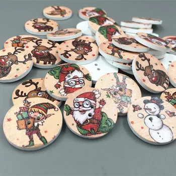 DIY 100 kozarcev Božič Santa Claus Elf Okrogle Lesene Šivanje Gumbov scrapbooking obrti 25 mm