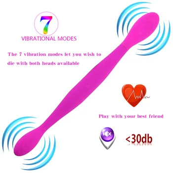Dvojno Glavo Vibrator Ženska Masturbacija Silikonski Mehko 7 Frekvenca G-spot Masaža Vibrator USB Polnjenje Odraslih Igrače Vibrator