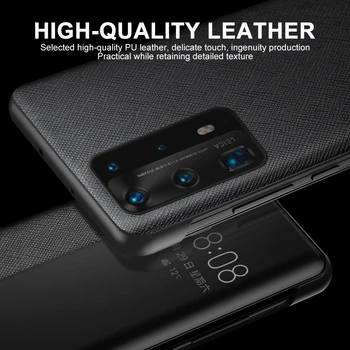 Flip Case Za Huawei P40 Pro Pametne Dotik Clear View PU Usnja Kritju P 40 Pro Zbudi spanje shockproof Zaščitna Capa