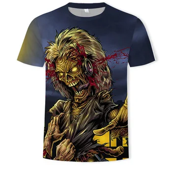 Glasba punk T-majice Kitara 3d tiskanja Plamen T-shirt Moški Tshirts Priložnostne Kovinski Majica Gothic Anime Obleko Kratek Rokav t srajce