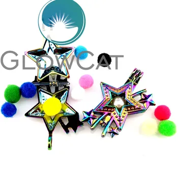 GLOWCAT 12x R-C610 Mavrične Barve Star Pearl Kletko Nakit, Izdelava Eterično Olje Difuzor Aromo Noge Kletko Locket Obesek