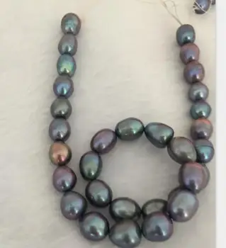 Gorgeous12-13mmTahitian baročno zeleno-črna biserna ogrlica, 18