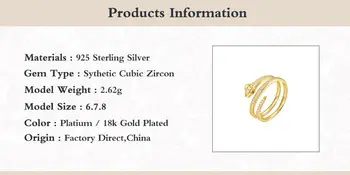 GS 925 Sterling Srebro, Diamant Kača Vzorec Obroč Ženske Lepe Osebnosti Prst Obroč, Nakit, Accessorie Najnovejše Modne