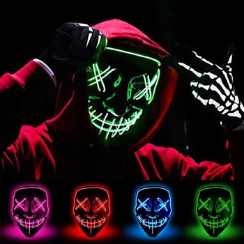 Halloween VforVendetta LED Žareče Maske Strašno EL-Wire Masko Volitve Maskara sveti Cosplay Kostum DJ Party Svetlobna Masko