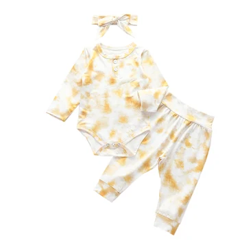 Jesen Pomlad Baby Boy Dekliška Oblačila, ki Gradient Tiskanje Novorojenega Dojenčka Baby Dolg Rokav Gumb O-neck Zgornji del Romper 0-24 Mesecev