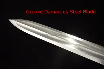 Kaliti Kitajski Wushu sabre Meč Sharp Zložiti Damask Jekla Groove Rezilo Ironwood Tulec
