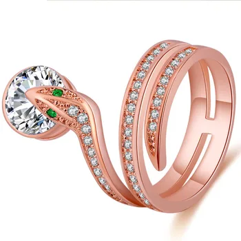 Kača v obliki obroča z Avstrijskimi kristali Stelux diamantni prstan, ki je primerna za ženske Edinstveno geometrijske oblike kubičnih cirkonij obroč