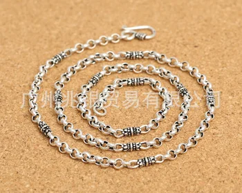 KJJEAXCMY fine nakit S925 sterling srebrna moška classic antique silver 4 mm oblika sponke ogrlico.