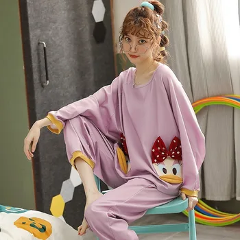 Korejski Risanka Pižamo Ženske Dolgo sleeved Hlače, Bombaž Cute Raco Seksi Trend Japonski Domov Storitev Obleko, dvodelno, Pajama Set