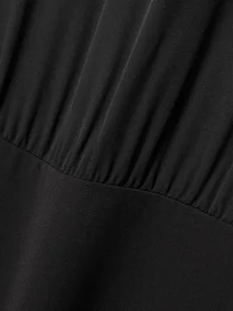 Kratek Ženske Sirena Obleko Velikosti 5 Novih Kakovostnih O vratu brez Rokavov Poletne Sredine Dolžina Obleko Modne Urad Dama Črno Nabrano Obleko