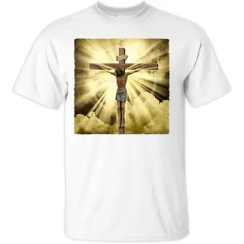Kristus na Križu V1 Christian T-Majica Bombaž O-Vratu Kratkimi Rokavi Moški Majica s kratkimi rokavi Novo Velikost S-3XL