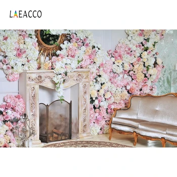 Laeacco Boudoir Kamin Kavč Cvetje, Sveče, Cvet Poroko, Rojstni Dan Fotografija Ozadje Fotografijo Kulise Za Foto Studio