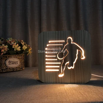 Lesene LED košarka votlih design noč lahka, topla svetloba USB power lučka kot ustvarjalno ekipo za rojstni dan, darilo ali dekoracijo doma