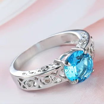 LUMPER eksplozije Evropski in Ameriški stil morje modro cirkon ženski prstan cirkon zaročni prstan ženski modeli